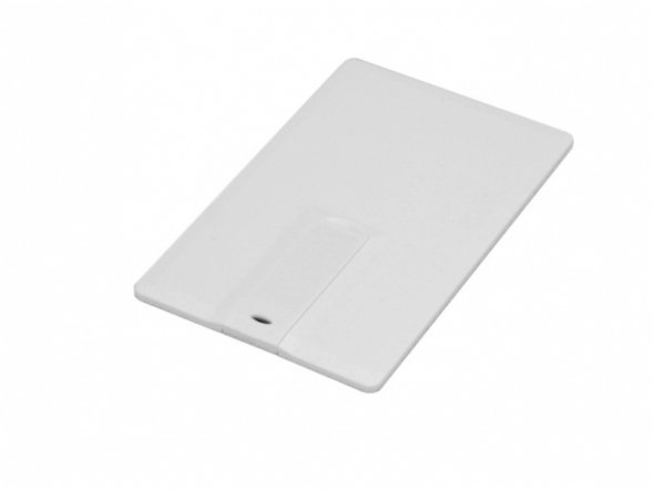 Флешка в виде пластиковой  карты c удобным откидным механизмом, 32 Гб, белый 