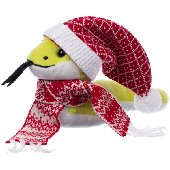 Мягкая игрушка Baby Snake Left, в красном шарфике и шапочке 