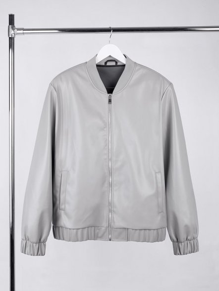 Бомбер из искусственной кожи Univer, серый 