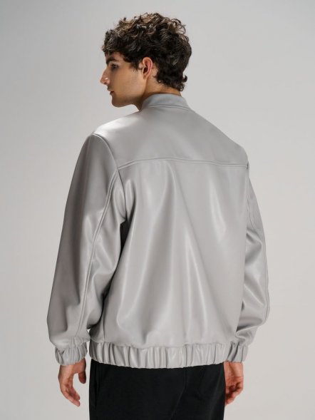 Бомбер из искусственной кожи Univer, серый 