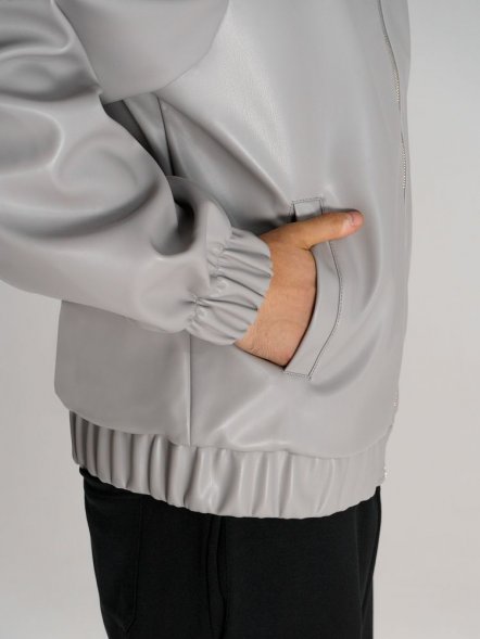 Бомбер из искусственной кожи Univer, серый 