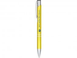 Кнопочная шариковая ручка Moneta из анодированного алюминия, черные чернила, желтый