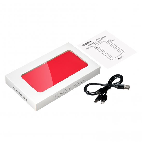 Внешний аккумулятор с подсветкой Ancor Plus 10000 mAh, красный 