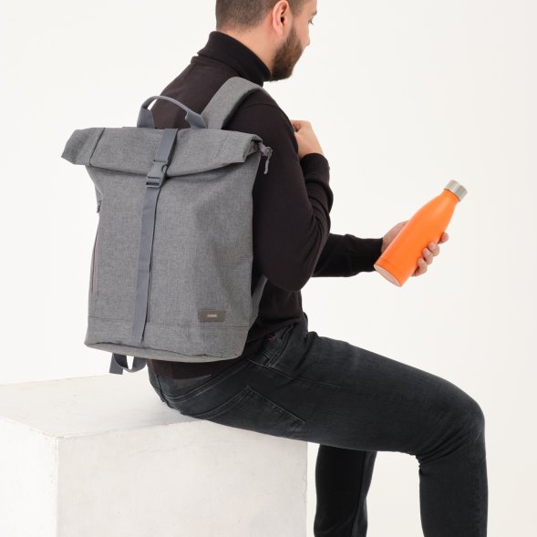 Термобутылка вакуумная герметичная Fresco, оранжевая, зернистое покрытие 