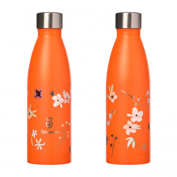 Термобутылка вакуумная герметичная Fresco, оранжевая, зернистое покрытие 