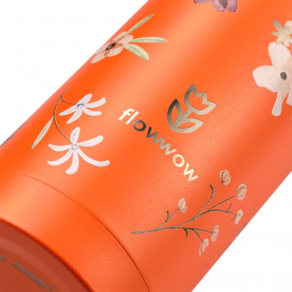 Термобутылка вакуумная герметичная Fresco, оранжевая, зернистое покрытие 