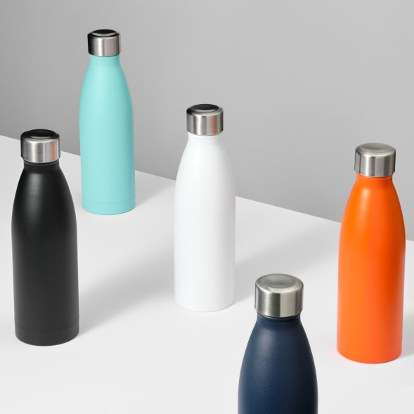 Термобутылка вакуумная герметичная Fresco, оранжевая, зернистое покрытие 