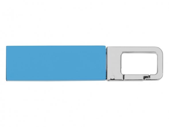 Флеш-карта USB 2.0 16 Gb с карабином Hook, голубой/серебристый 