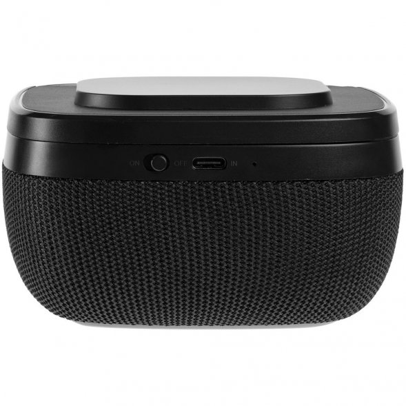 Колонка c беспроводной зарядкой Esca и подсветкой лого, черная 