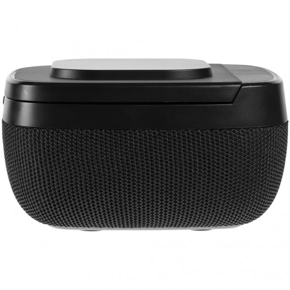 Колонка c беспроводной зарядкой Esca и подсветкой лого, черная 