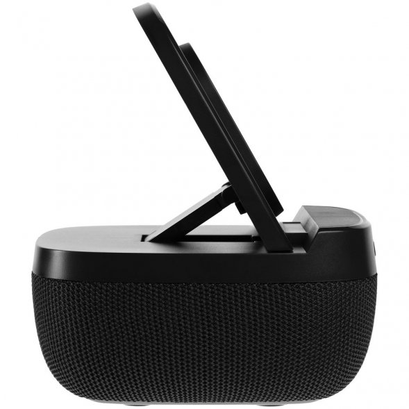 Колонка c беспроводной зарядкой Esca и подсветкой лого, черная 