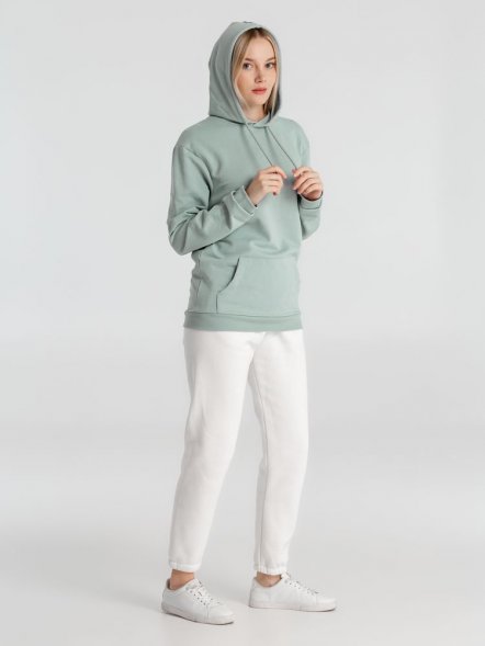Толстовка с капюшоном унисекс Hoodie, серо-зеленая 