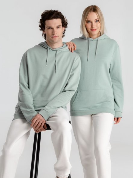Толстовка с капюшоном унисекс Hoodie, серо-зеленая 