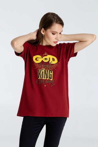 Футболка A God is High, гранатово-красная 