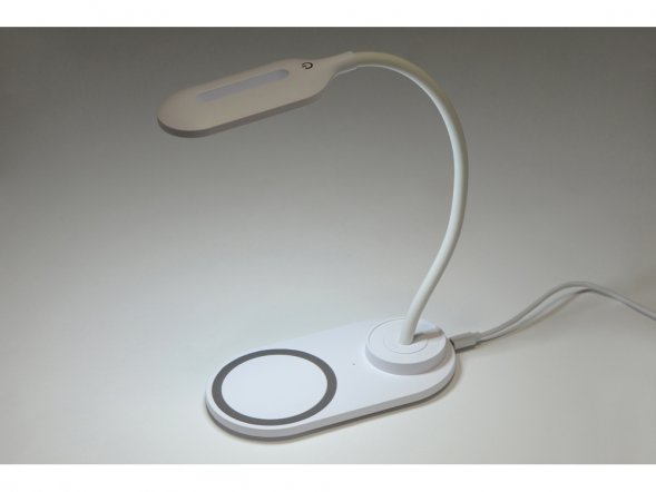 Настольный светильник с беспроводной зарядкой Flamp, белый 
