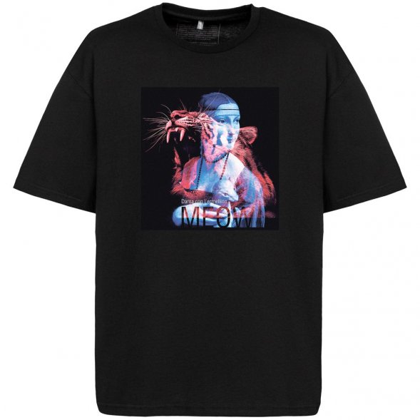 Футболка оверсайз «Дама с горностаем», черная 