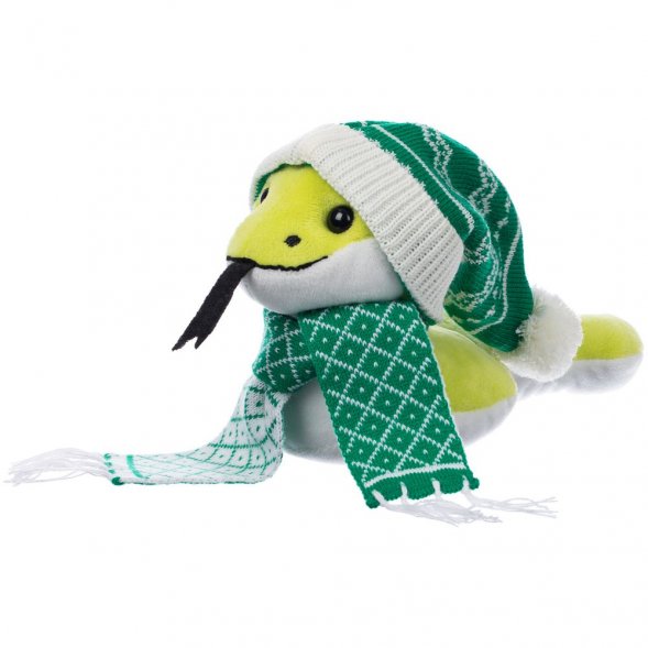 Мягкая игрушка Baby Snake Left, в зеленом шарфике и шапочке 