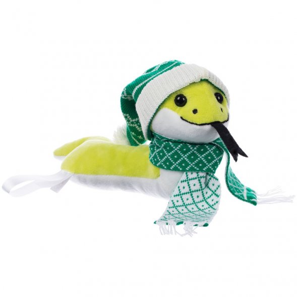 Мягкая игрушка Baby Snake Left, в зеленом шарфике и шапочке 