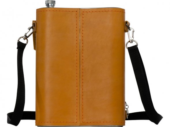 Набор Подарочный: фляга 511/2 (рыжая кожа), 2л+2 стаканчика+2 вилки 