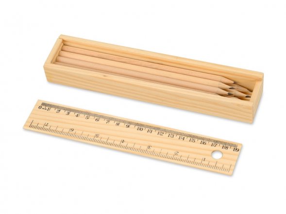 Набор из 8 карандашей в пенале с линейкой 