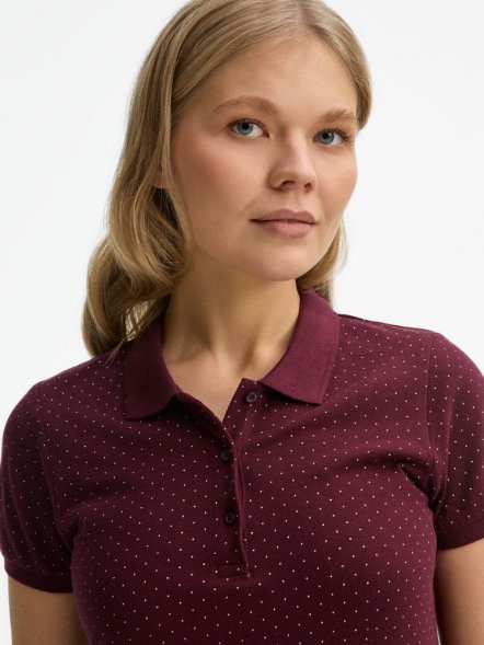 Рубашка поло женская Brandy Women, бордовая с белым 