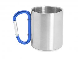 Кружка GUAYA с ручкой карабином, 230 мл, серебристый/королевский синий