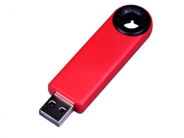 USB-флешка промо на 64 ГБ прямоугольной формы, выдвижной механизм, черный 