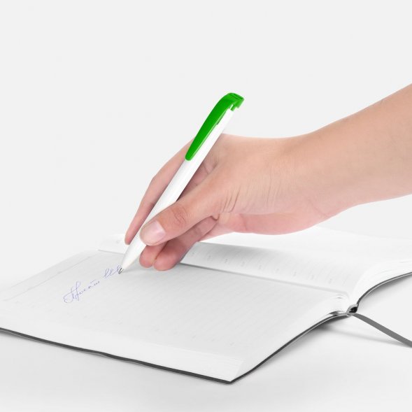 Ручка шариковая Favorite, белая с зеленым 