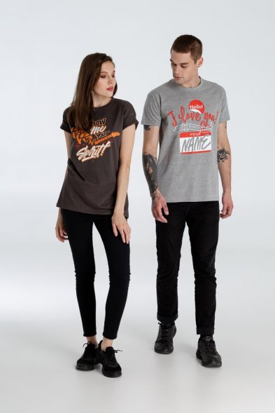 Футболка Hello! I Love You!, серый меланж 