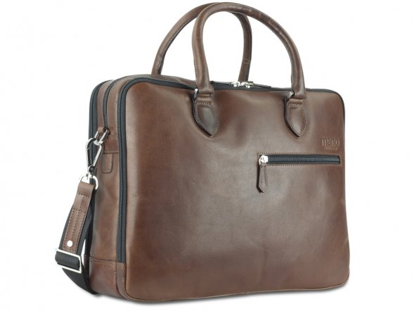 Сумка Mano Don Valentino, натуральная кожа в коричневом цвете, 41,5 х 31 х 10 см 