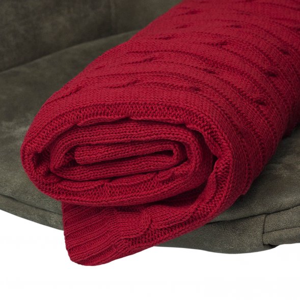 Плед Fado вязаный, красный (без подарочной коробки) 