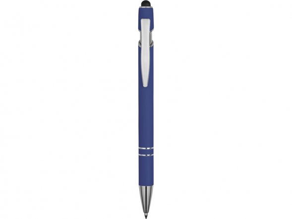 Ручка металлическая soft-touch шариковая со стилусом Sway, ярко-синий/серебристый 