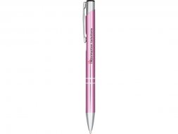 Кнопочная шариковая ручка Moneta из анодированного алюминия, черные чернила, фуксия
