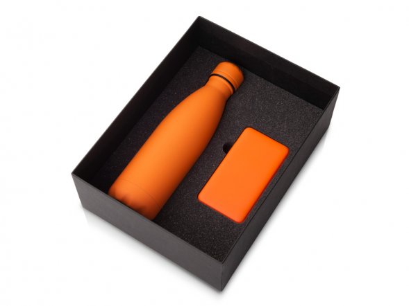 Подарочный набор с термобутылкой и повербанком С1, 5000 mAh, оранжевый 