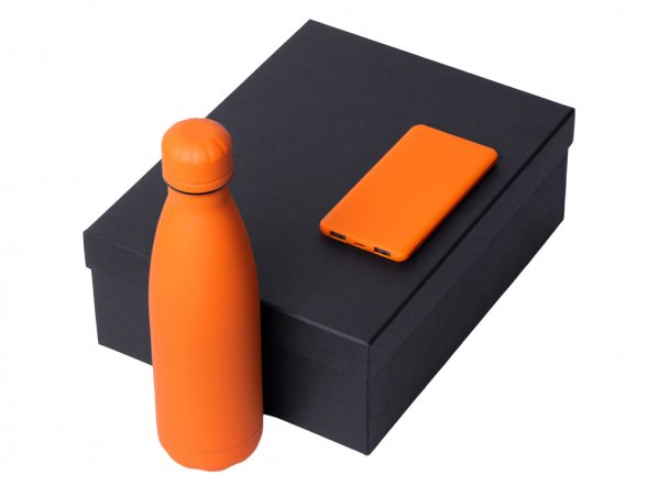 Подарочный набор с термобутылкой и повербанком С1, 5000 mAh, оранжевый 