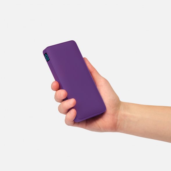 Внешний аккумулятор с подсветкой Ancor PD Plus 10000 mAh, фиолетовый 