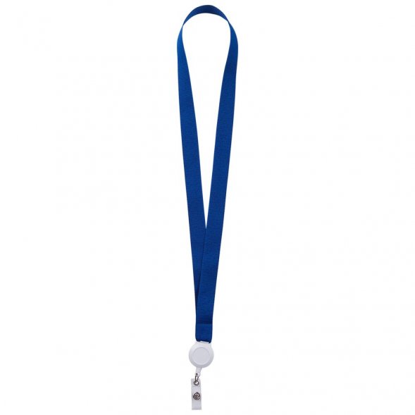 Лента для бейджа с ретрактором Retract, синяя 