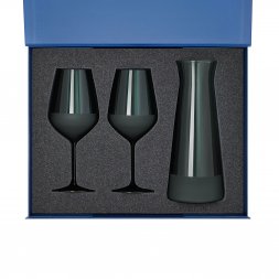 Подарочный набор декантер + 2 бокала для вина Emerald в синей коробке