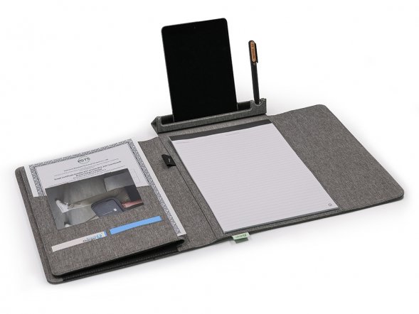 Портфолио А4 из RPET на молнии с отделением для ноутбука NotyFolio Eco, 20 л FSC бумаги, серый 
