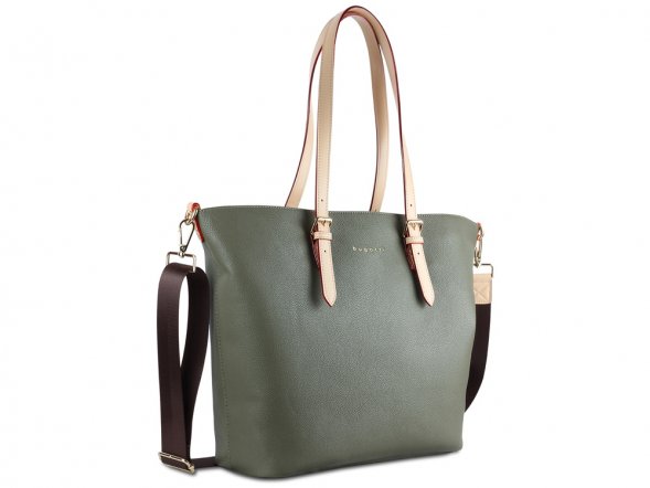 Сумка-шоппер BUGATTI Ella, оливковая, полиуретан, 47,5х12х32 см 