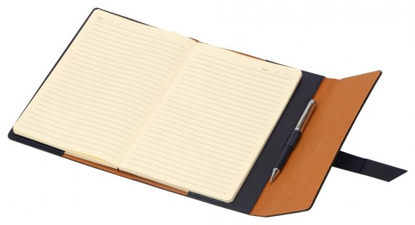 Бизнес-блокнот А5 с клапаном Fabrizio с ручкой, синий 