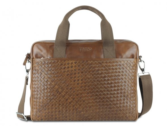 Сумка Mano Don Luca, натуральная кожа в коньячном цвете, 37 х 27 х 6 см 