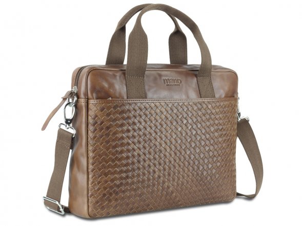 Сумка Mano Don Luca, натуральная кожа в коньячном цвете, 37 х 27 х 6 см 