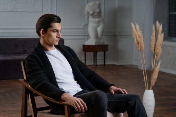 Кардиган мужской с пуговицами Free Flow, синий 