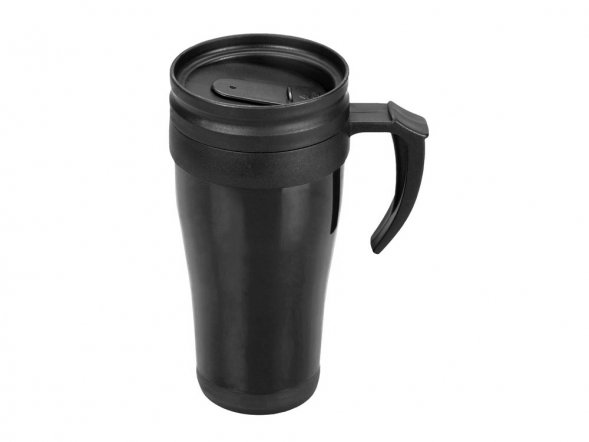 Подарочный набор с пледом, термокружкой и миндалем в шоколадной глазури Tasty hygge, черный 