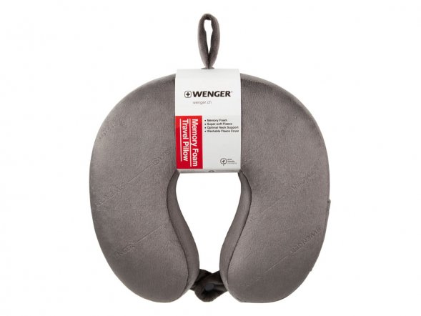 Подушка для самолета WENGER, с эффектом памяти, серая, флис 