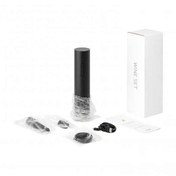 Набор для вина с электрическим штопором Sacramento, черный 