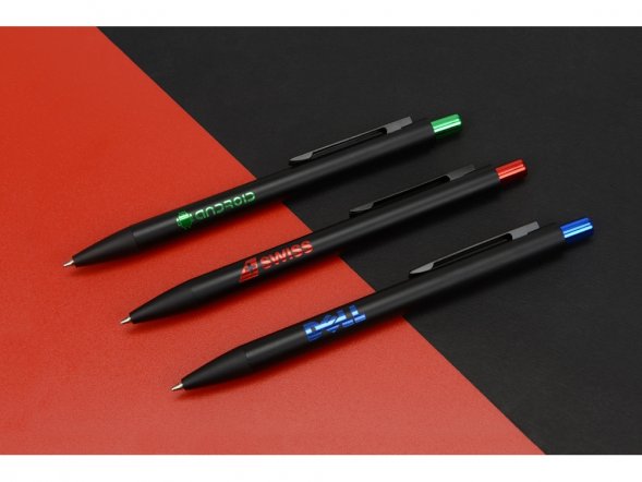 Ручка металлическая шариковая Blaze с цветным зеркальным слоем, черный/красный 