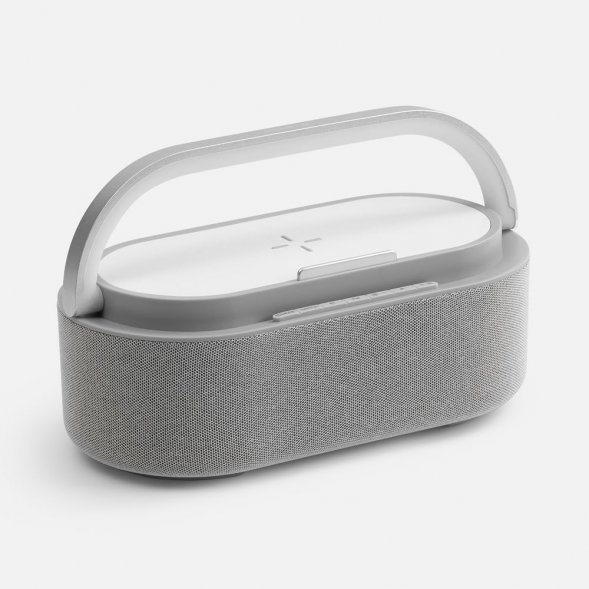 Колонка с часами и беспроводной зарядкой Veske ver.2, серая 