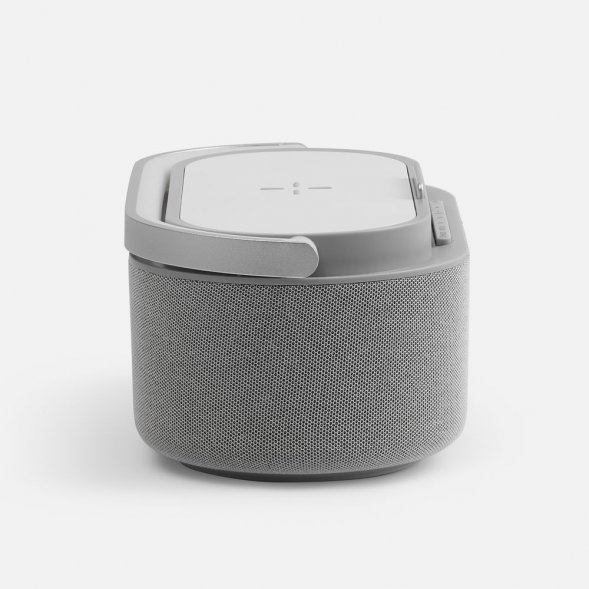 Колонка с часами и беспроводной зарядкой Veske ver.2, серая 